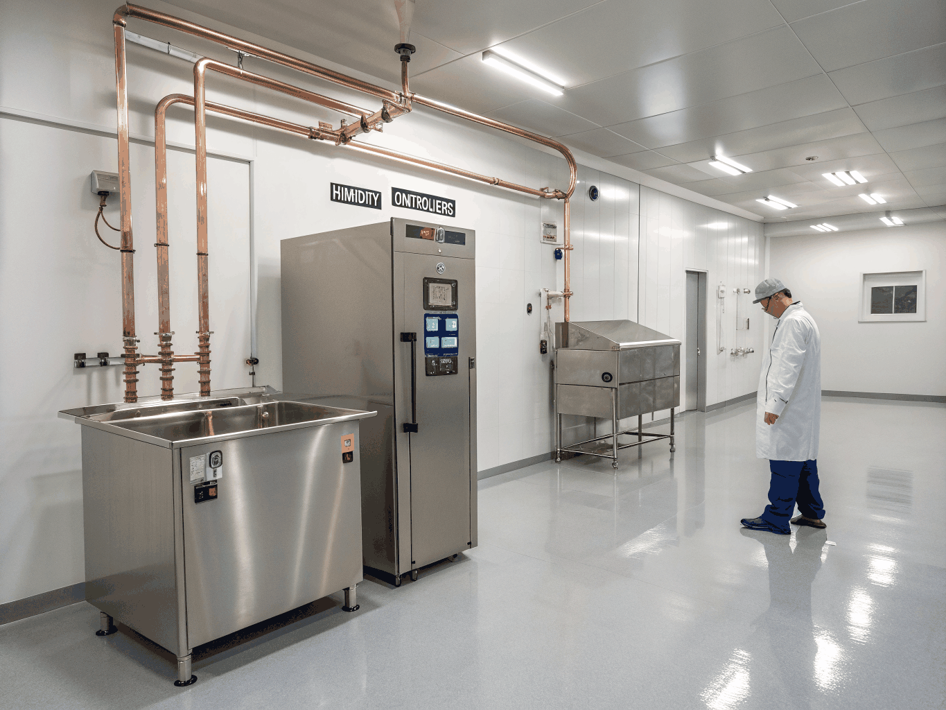 Sistema de atomização a ar em ambiente de laboratório farmacêutico