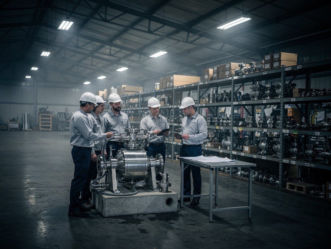 Equipa de engenheiros da Eurocontrol a realizar auditoria em sistemas de pulverização